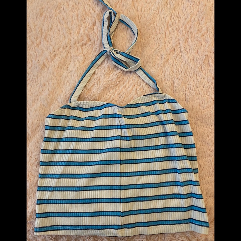 Blue striped crop top